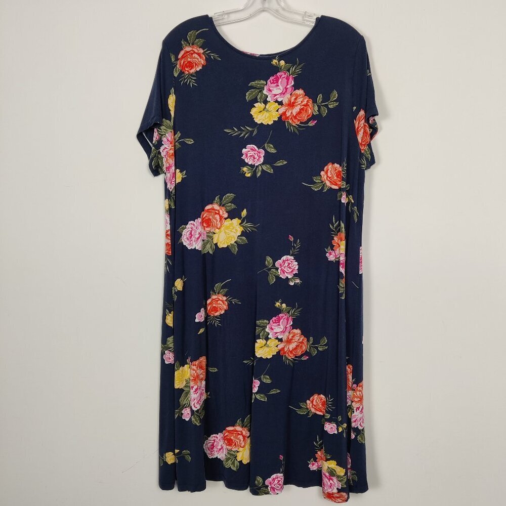 Old Navy Women's Midi Dress Size 2X Navy Floral Viscose Summer Airy Comfy Flowy